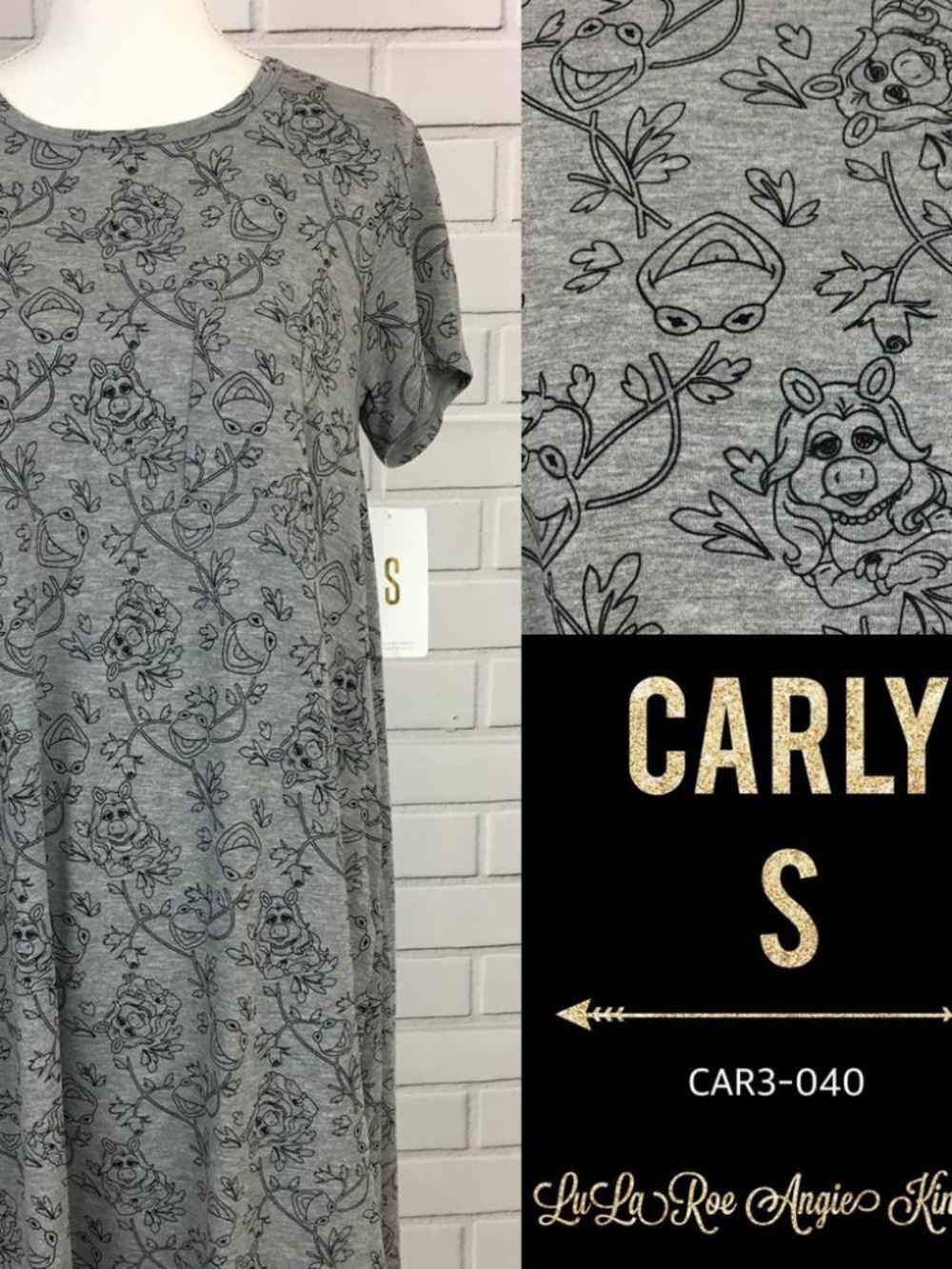 LuLaRoe Disney Carly Dress - Kermit & Miss Piggy Muppets